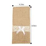20 Pack Burlap Cutlery Holders, Jute Utensil Pouches with White Lace for Wedding Table - Image 3
