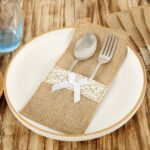 20 Pack Burlap Cutlery Holders, Jute Utensil Pouches with White Lace for Wedding Table - Image 10