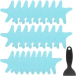 24 Pcs Bathtub Non Slip Stickers, Waterproof PEVA Shower Safety Treads with Scraper, Blue