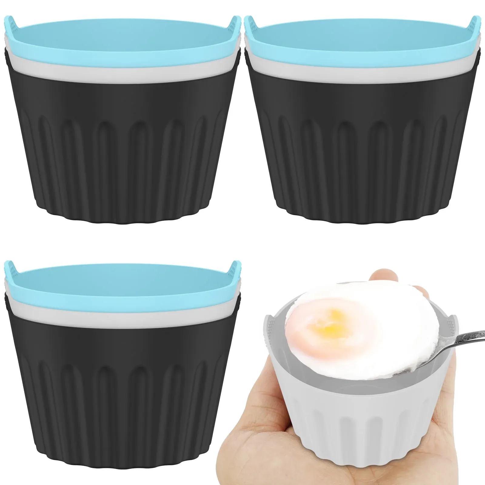 V1188-MS-721-315-00 9 Pack Silicone Egg Poacher Cups, Reusable Non Stick Molds for 5-7 Qt Air Fryers Ovens - Image 1