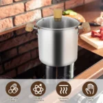 Stainless Steel Deep Fryer Pot, 4000ml Tempura Pot with Strainer Basket Wood Handles for Fried Food - Image 4