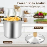 Stainless Steel Deep Fryer Pot, 4000ml Tempura Pot with Strainer Basket Wood Handles for Fried Food - Image 7