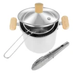 Stainless Steel Deep Fryer Pot, 4000ml Tempura Pot with Strainer Basket Wood Handles for Fried Food - Image 10