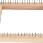 Square Wooden Knitting Loom, Beech Wood Board with Stainless Hooks for Blankets Scarves, 20 x 20cm