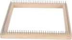 Square Wooden Knitting Loom Board, Beech Wood with Stainless Hooks for Blankets Scarves, 30 x 30cm