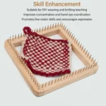 Square Wooden Knitting Loom Board, Beech Wood with Stainless Hooks for Blankets Scarves, 30 x 30cm - Image 3