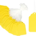 500 Pcs Yellow Paper Gift Tags, Blank Writable Labels with String for Pricing Crafts, 2.76 x 1.69 In
