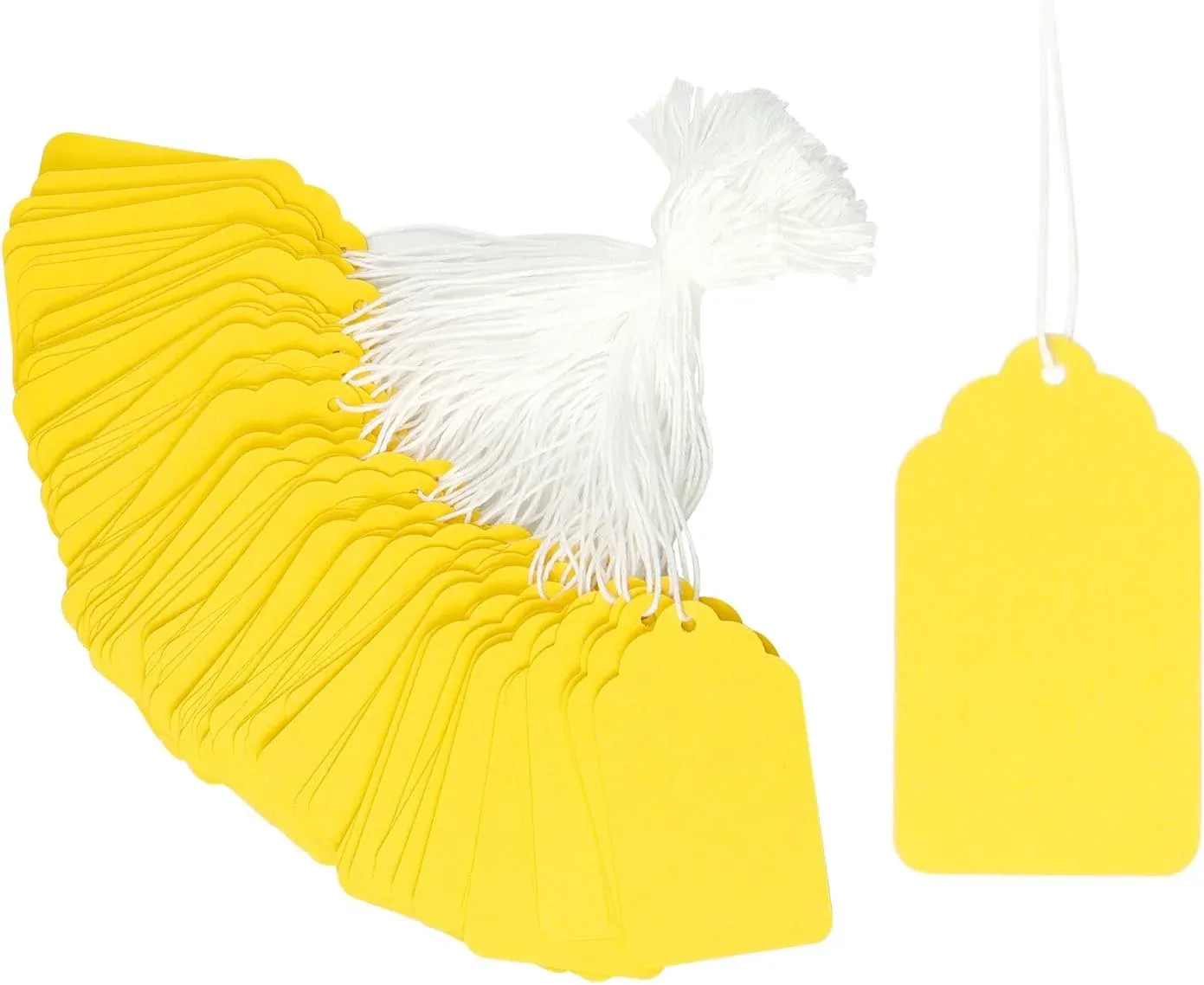 V1188-MS-721-320-00 500 Pcs Yellow Paper Gift Tags, Blank Writable Labels with String for Pricing Crafts, 2.76 x 1.69 In - Image 1