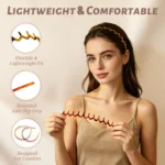 2 Pack Women's Headbands, Non Slip Wavy Comb Hairbands for Daily Styling, Matte Amber and Tortoise - Image 4