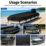 Trailerable 600D Oxford Pontoon Boat Cover, Comes with Separate Universal Outboard Motor Hood, Waterproof UV‑Resistant Boat Cover for Outdoor Storage & Mooring (22-24FT(872*460cm)) - Image 4