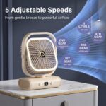 White USB Desk Fan, 5 Speeds Quiet Table Fan with 90° Oscillation, Plug-in Small Desktop Fan with Night Light for Bedroom, Home Office - Image 3