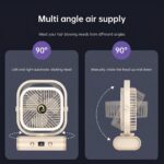 White USB Desk Fan, 5 Speeds Quiet Table Fan with 90° Oscillation, Plug-in Small Desktop Fan with Night Light for Bedroom, Home Office - Image 5