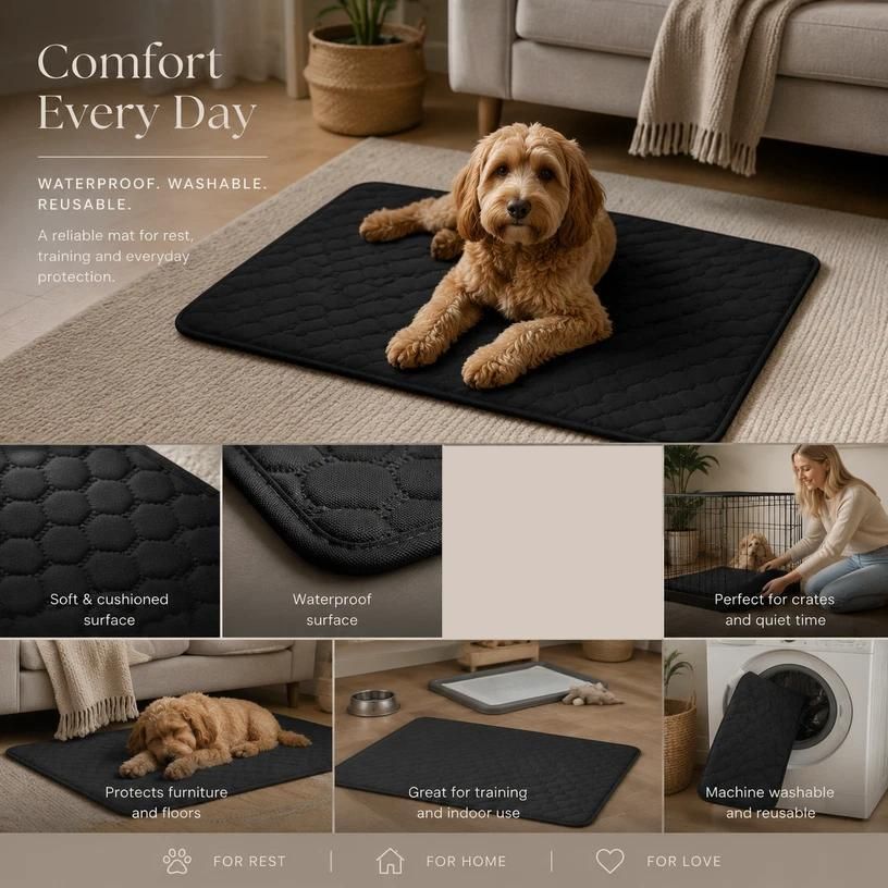 V1221-XM-CWD-004-00 2pcs Black Pet Pad, Size XL (100×70cm) - Image 1