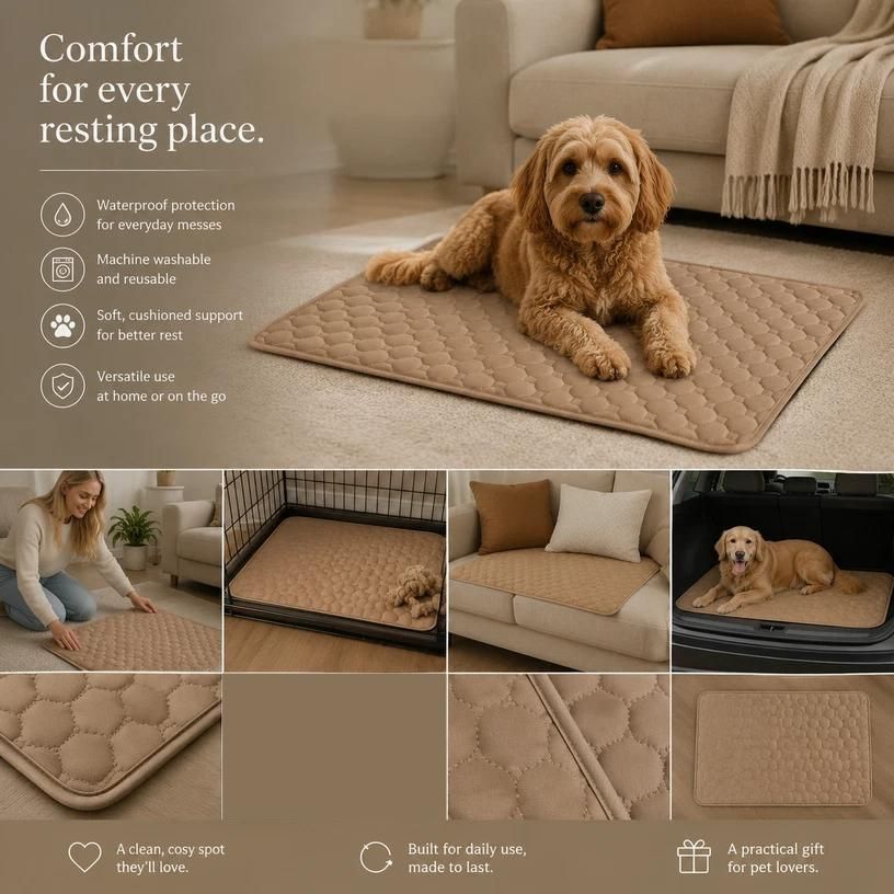 V1221-XM-CWD-012-00 2pcs Coffee Pet Pad, Size XL (100×70cm) - Image 1