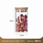 Kitchen Transparent Sealed Glass Jar With Bamboo Lid, Airtight Food Storage Container, 5.5cm*10cm, 200ml, Ideal Daily Kitchen Gift