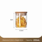 Food Safe Airtight Glass Canister, Bamboo Lid Kitchen Storage Container, Visible Design, 6.5cm*8cm, 200ml, Stylish Kitchen Gift