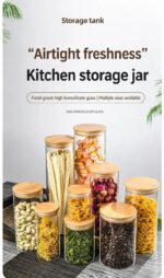 Clear Glass Moisture Proof Storage Jar, Food Safe Canister With Bamboo Cover, 8cm*15cm, 650ml, Great New House Gift - Image 2
