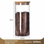 Large Capacity Airtight Glass Jar, Transparent Food Container With Bamboo Lid, 8.5cm*20cm, 1000ml, Perfect Kitchen Storage Gift