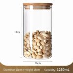 Clear Moisture Proof Glass Storage Jar, Food Safe Canister With Bamboo Cover, 10cm*18cm, 1250ml, Great Housewarming Accessory Gift