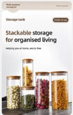 Clear Moisture Proof Glass Storage Jar, Food Safe Canister With Bamboo Cover, 10cm*18cm, 1250ml, Great Housewarming Accessory Gift - Image 4