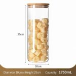 Big Capacity Airtight Glass Canister, Bamboo Lid Transparent Kitchen Storage Jar, 10cm*20cm, 1400ml, Stylish Household Gift