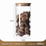 Kitchen Large Clear Glass Storage Jar, Sealed Bamboo Lid Food Container, 10cm*25cm, 1750ml, Premium Home Storage Gift