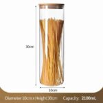 Oversize Airtight Glass Canister With Bamboo Lid, Moisture Proof Kitchen Organizer Jar, 10cm*30cm, 2100ml, Wonderful Family Kitchen Gift