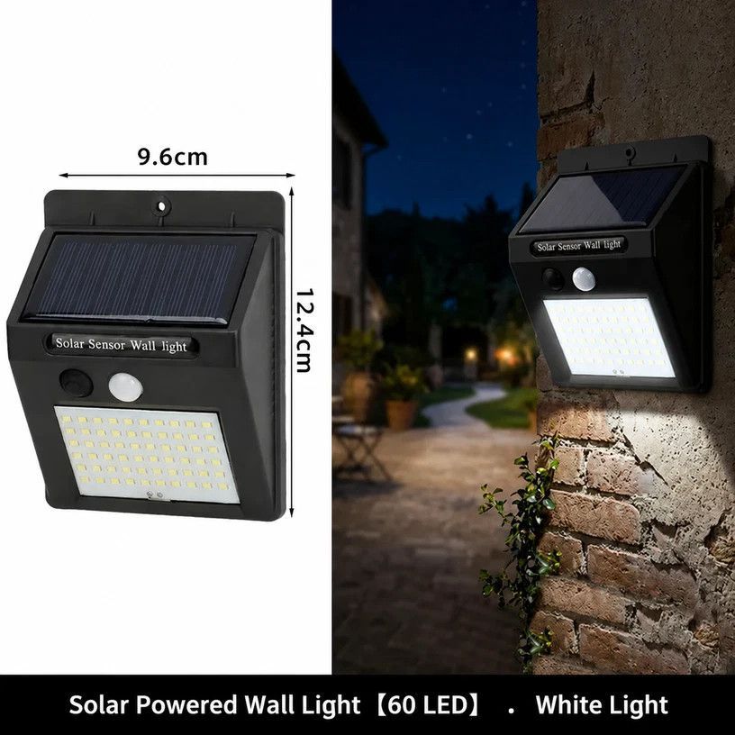 V1221-XM-LB2669-GM104-00 Solar Triangular LED Wall Light, Single Side 60 LED, Waterproof Human Induction Lamp, Elegant Landscape Lighting Present - Image 1