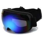 Spherical Ski Goggles, Anti-Fog UV Protection Snow Sports Glasses, Windproof Outdoor Snowboard Eyewear For Men & Women, Black Strap Colorful Lens, Great Winter Sports Gift