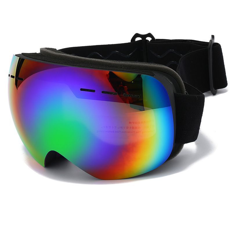 V1221-XM-LB2690-GM106-00 Spherical Anti-Fog Ski Eyewear, UV Block Snowboard Goggles, Windproof Outdoor Winter Sports Glasses For Men Women, Black Strap Rainbow Lens, Thoughtful Sports Gift - Image 1