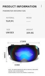 Spherical Anti-Fog Ski Eyewear, UV Block Snowboard Goggles, Windproof Outdoor Winter Sports Glasses For Men Women, Black Strap Rainbow Lens, Thoughtful Sports Gift - Image 8