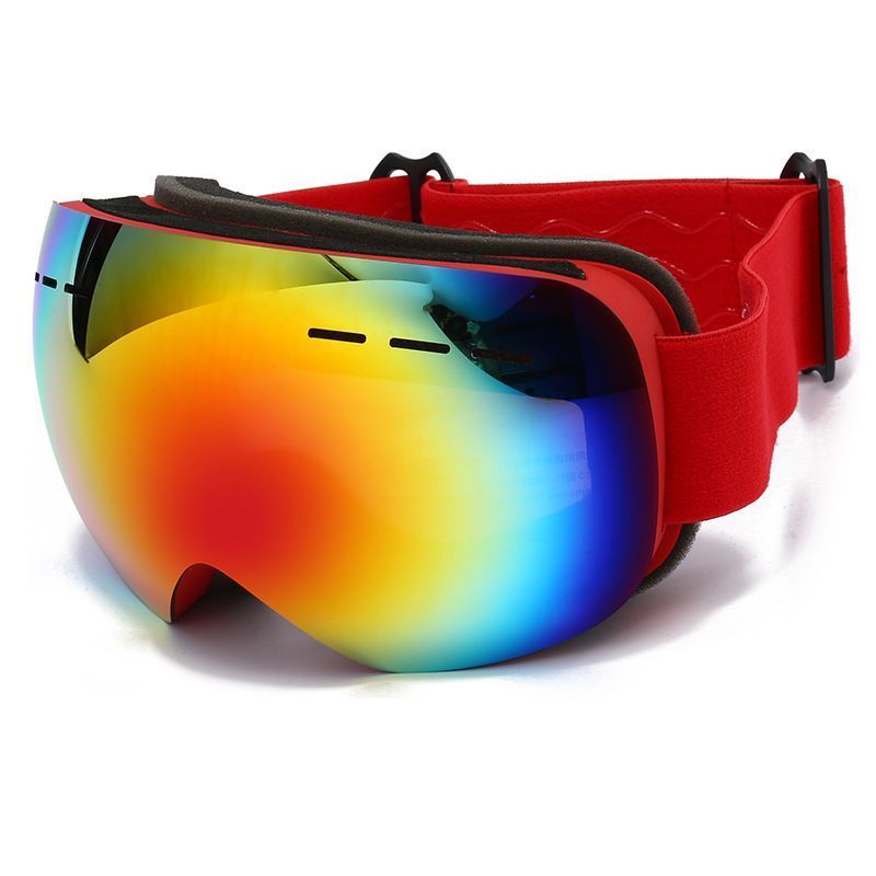 V1221-XM-LB2692-GM106-00 Winter Snow Sports Spherical Goggles, Anti-Fog Anti UV Ski Eyewear, Windproof Snowboard Glasses For Adults, Red Strap Gradient Lens, Cool Ski Accessory Gift - Image 1