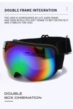 Spherical Ski Goggles, Anti-Fog UV Protective Snowboard Eyewear, Windproof Outdoor Snow Glasses For Men & Women, Pink Strap Grey Lens, Lovely Winter Travel Gift - Image 3