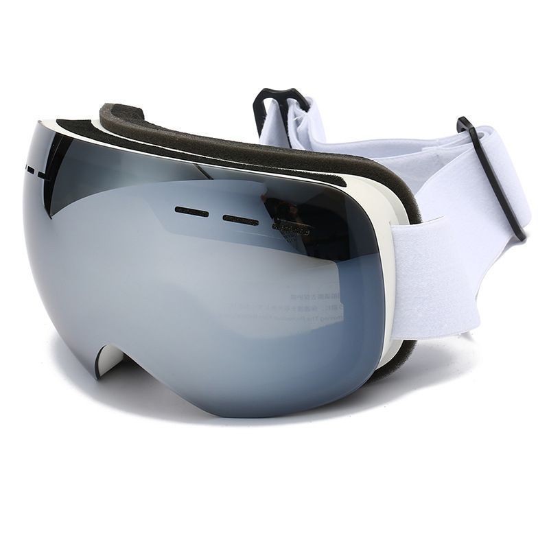 V1221-XM-LB2695-GM106-00 Outdoor Windproof Spherical Snow Goggles, Anti UV Anti-Fog Ski Protective Eyewear For Snowboarding, White Strap Transparent Grey Lens, Versatile Winter Sports Gift - Image 1
