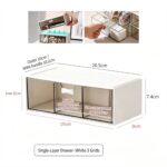 White 3 Grid Single Layer Drawer Organiser, Acrylic Cosmetic Storage Tray