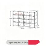Clear 16 Grid Large Cosmetic Storage Box, Multi-Grid Acrylic Vanity Organiser