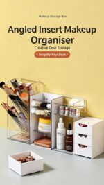 White Frame Drawer Organiser, 3 Drawers With Slant Grid, Multi Compartment Storage - Image 2