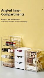 White Frame Drawer Organiser, 3 Drawers With Slant Grid, Multi Compartment Storage - Image 3