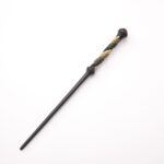 Smooth Slender Resin Magic Wand With Hidden Metal Core, Young Lady Character Holiday Cosplay Decor, Style 39, Black Gold Stamping Ribbon Gift Box