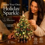 DIY Beaded Christmas Tree Kit with LED Light Strings, Christmas Halloween Tabletop Decor, Therapeutic DIY Handcraft, Create Warm Festive Atmosphere