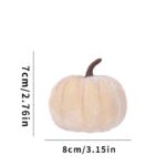 Soft Flocked Artificial Pumpkin Decor, Halloween & Christmas Home Display Ornaments, Great For Holiday Photo Shooting, Cream White 8cm