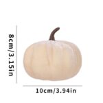 Ins Flocked Pumpkin Figurine, Halloween & Christmas Party Desktop Ornament, Ideal Indoor Festive Decoration, Cream White 10cm