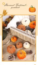 Ins Style Flocked Pumpkin Decor, Halloween & Christmas Indoor Party Supplies, Cute Seasonal Home Ornament, Orange 10cm - Image 2