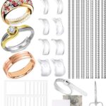 Ring Size Adjuster Kit 20-Pack - Ring Sizer Tool with Measuring Gauge - Resizer Spiral for Loose Rings - Stainless Steel Polishing Cloth