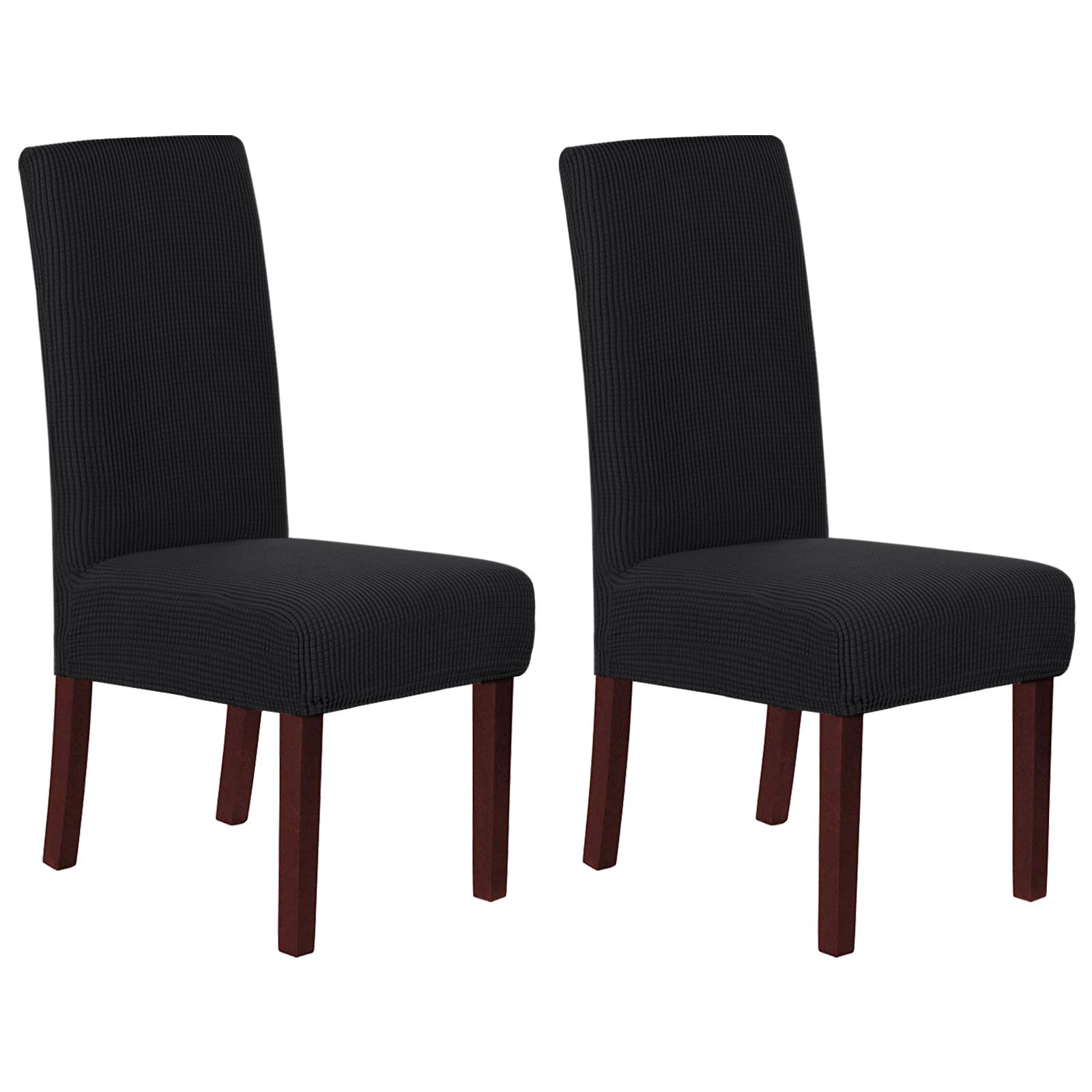 V1259-COVER-02-BLK-6PACK-00 Stretch Full Cover Chair Cover 6-Pack - Waterproof Anti-Slip Elastic Seat Protector for Dining Room Hotel - Thick Warm Waffle Texture - Black (6-Pack) - Image 1