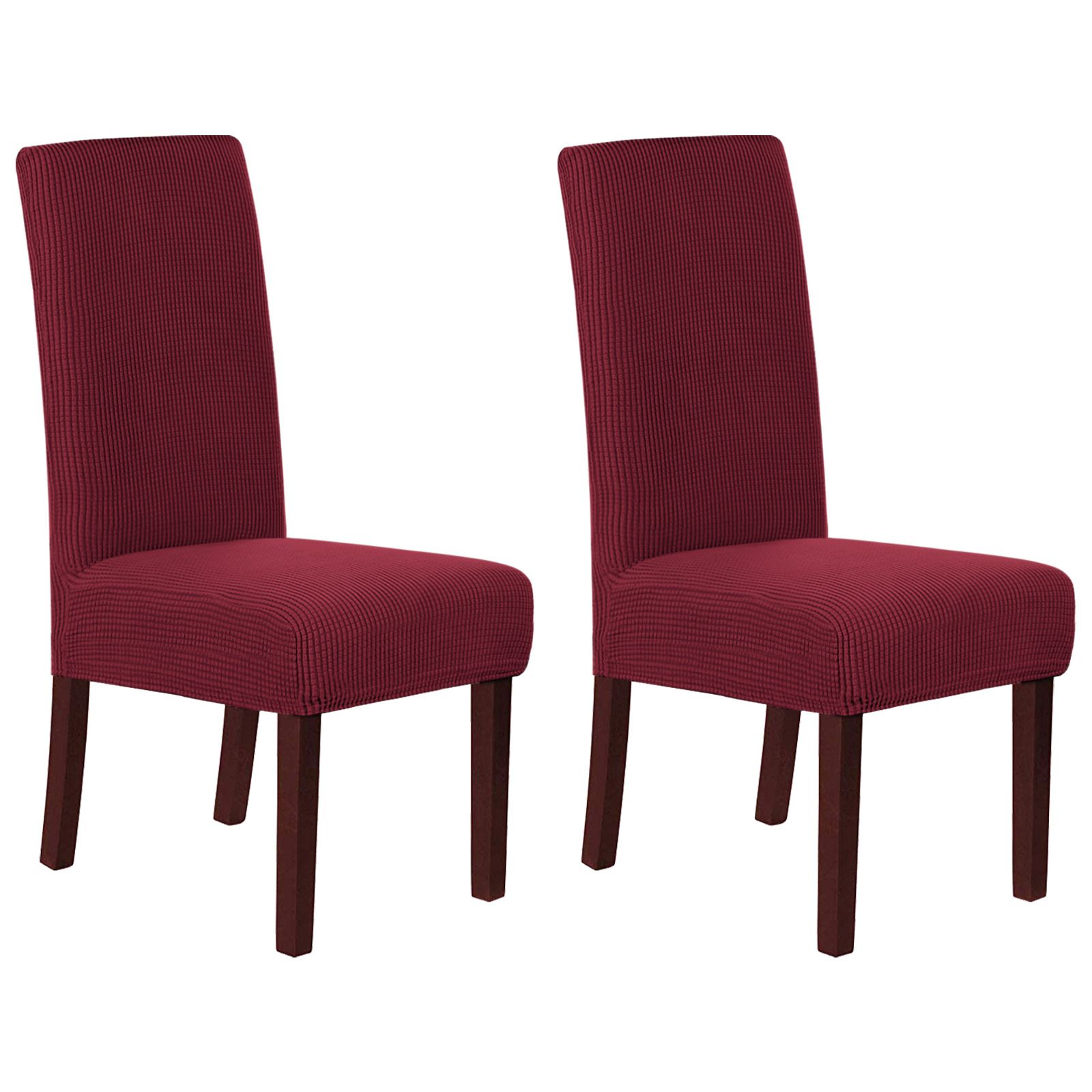 V1259-COVER-02-BUR-6PACK-00 Stretch Full Cover Chair Cover 6-Pack - Waterproof Anti-Slip Elastic Seat Protector for Dining Room Hotel - Thick Warm Waffle Texture - Burgundy (6-Pack) - Image 1