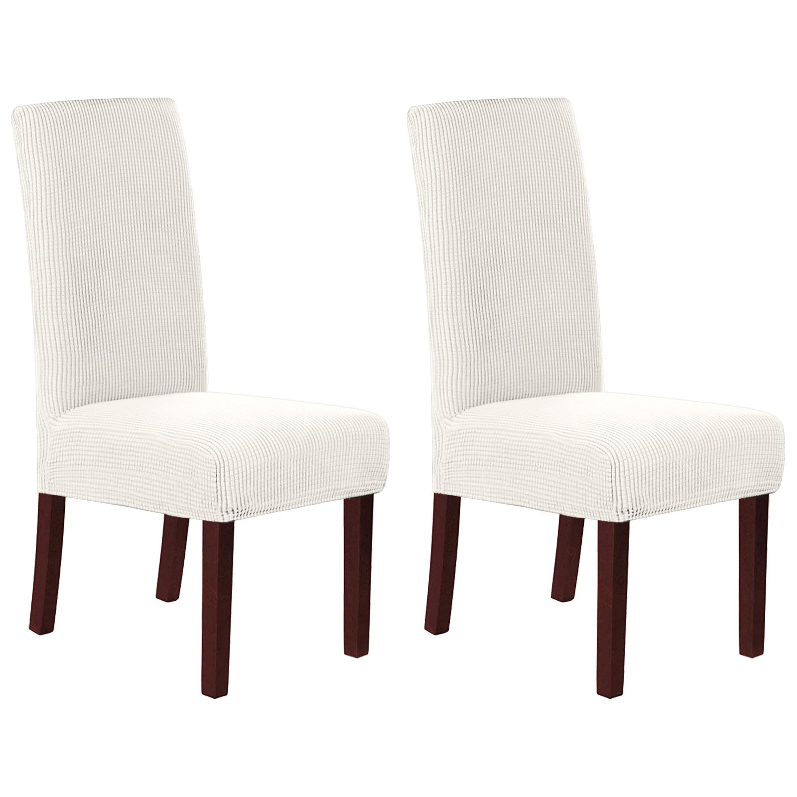 V1259-COVER-02-IVR-6PACK-00 Stretch Full Cover Chair Cover 6-Pack - Waterproof Anti-Slip Elastic Seat Protector for Dining Room Hotel - Thick Warm Waffle Texture - Ivory (6-Pack) - Image 1
