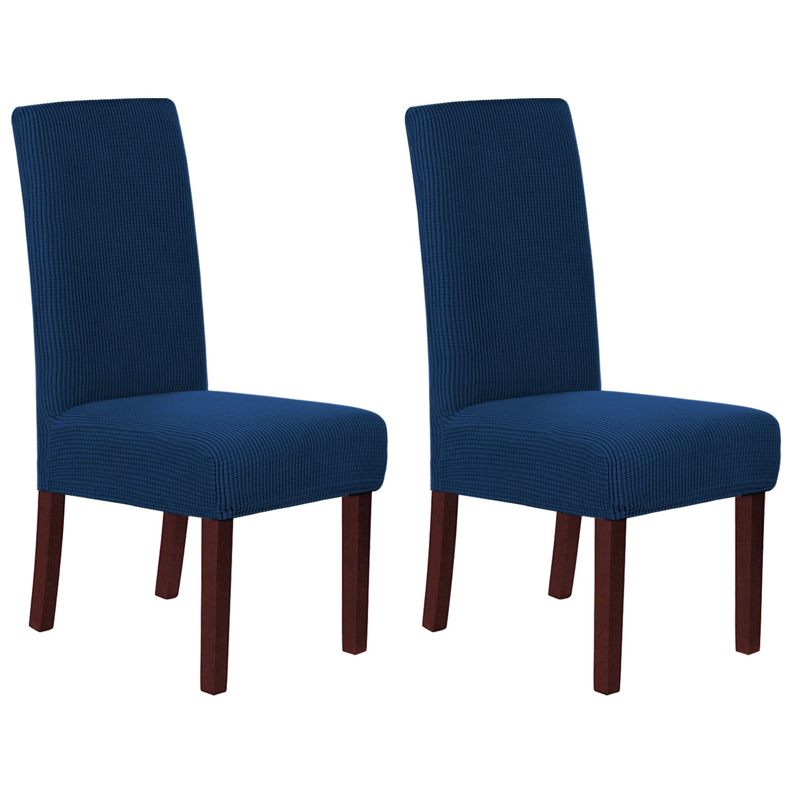 V1259-COVER-02-NVY-6PACK-00 Stretch Full Cover Chair Cover 6-Pack - Waterproof Anti-Slip Elastic Seat Protector for Dining Room Hotel - Thick Warm Waffle Texture - Navy (6-Pack) - Image 1