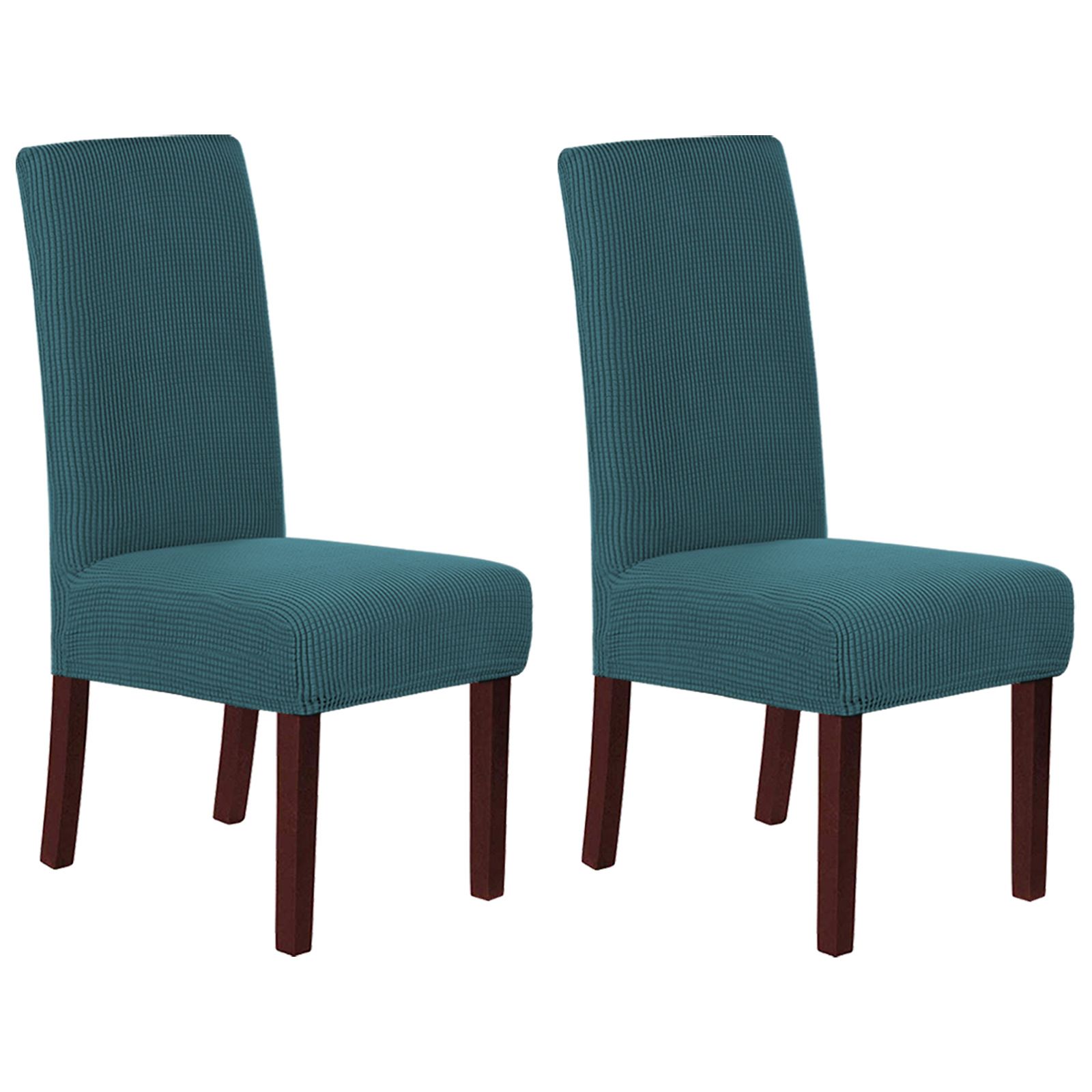 V1259-COVER-02-TEL-6PACK-00 Stretch Full Cover Chair Cover 6-Pack - Waterproof Anti-Slip Elastic Seat Protector for Dining Room Hotel - Thick Warm Waffle Texture - Teal (6-Pack) - Image 1