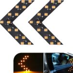 2 PCS Car Rearview Mirror Turn Signal Lights, Hidden LED Arrow Indicator with 3528-14SMD, 12V Sequential Flashing Light, Universal Side Mirror Safety Warning Modification for Cars (Yellow)